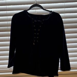J. Crew Black Lace-Up Blouse